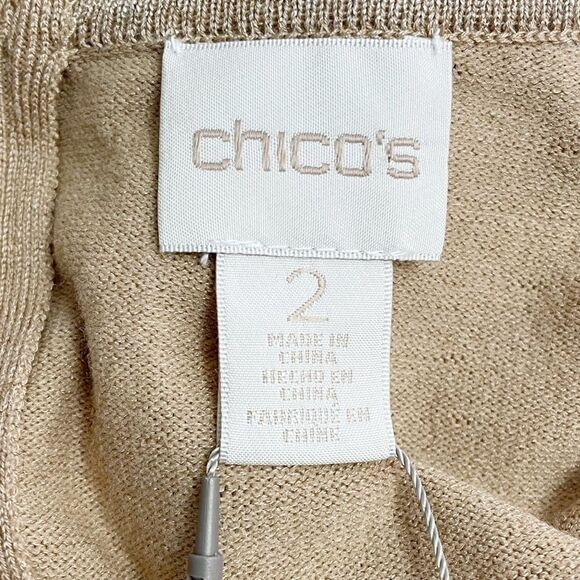 NWT Chico’s Shine-Trim Mindy Pullover in Heather Arabian Camel Size 2 | Large - Picture 9 of 14